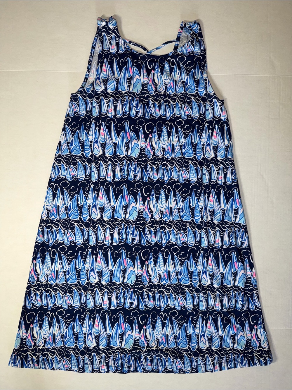 Lilly Pulitzer Navy Blue Multicolor Sailboat Print Midi Dress